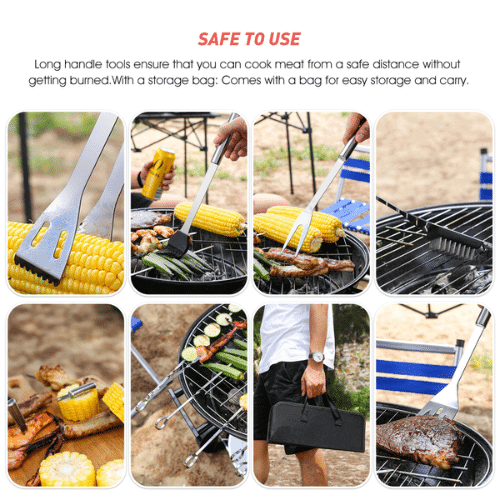 Outdoor 14-Piece Stainless Steel Braai and Grill Tool Set