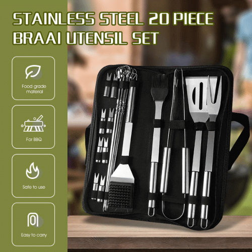 Outdoor 14-Piece Stainless Steel Braai and Grill Tool Set