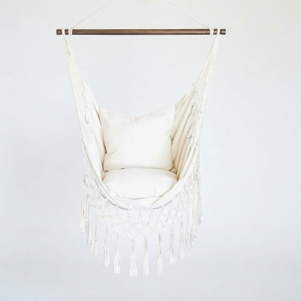 Indoor and Outdoor Hanging Macrame Hammock Chair
