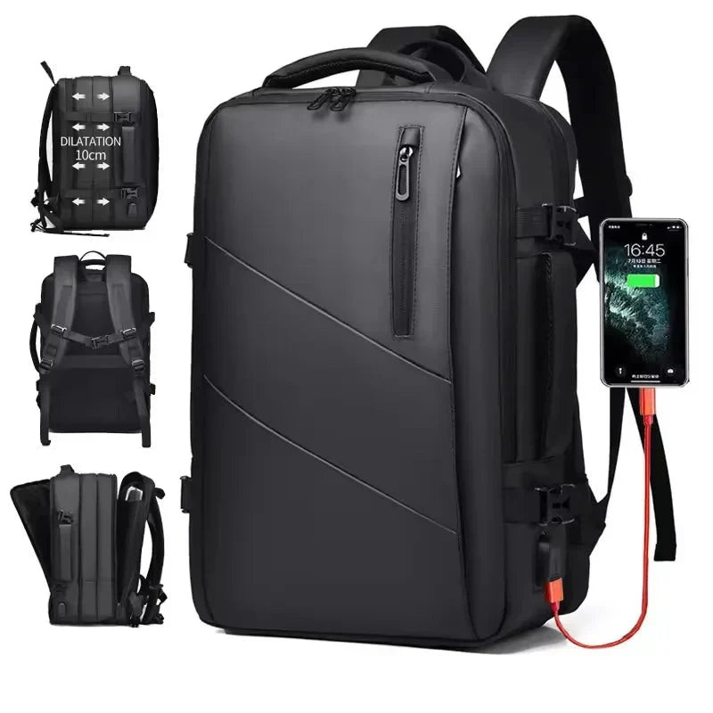 Laptop Backpack with USB Port Black