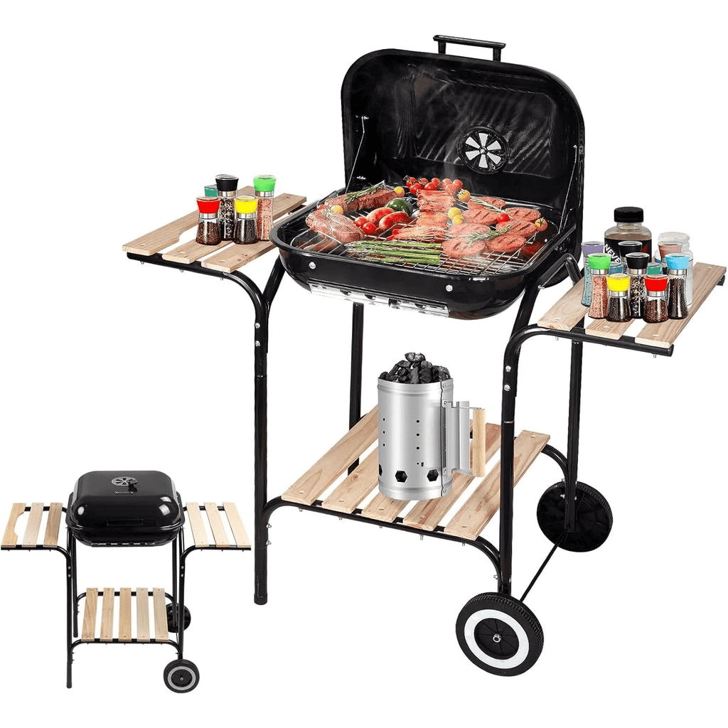 Outdoor Smoker Grill with Side Tables