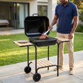 Outdoor Portable Charcoal Grill with Side Shelves