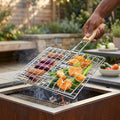 Small Stainless Steel Barbecue Grilling Basket with Wooden Handle