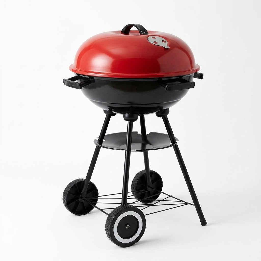 Free Standing Charcoal BBQ Grill with Wheels