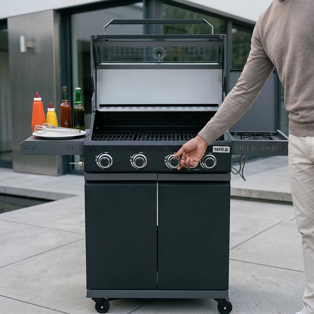 Outdoor 4 Burner Gas BBQ Grill with Side Burner NIQ-50