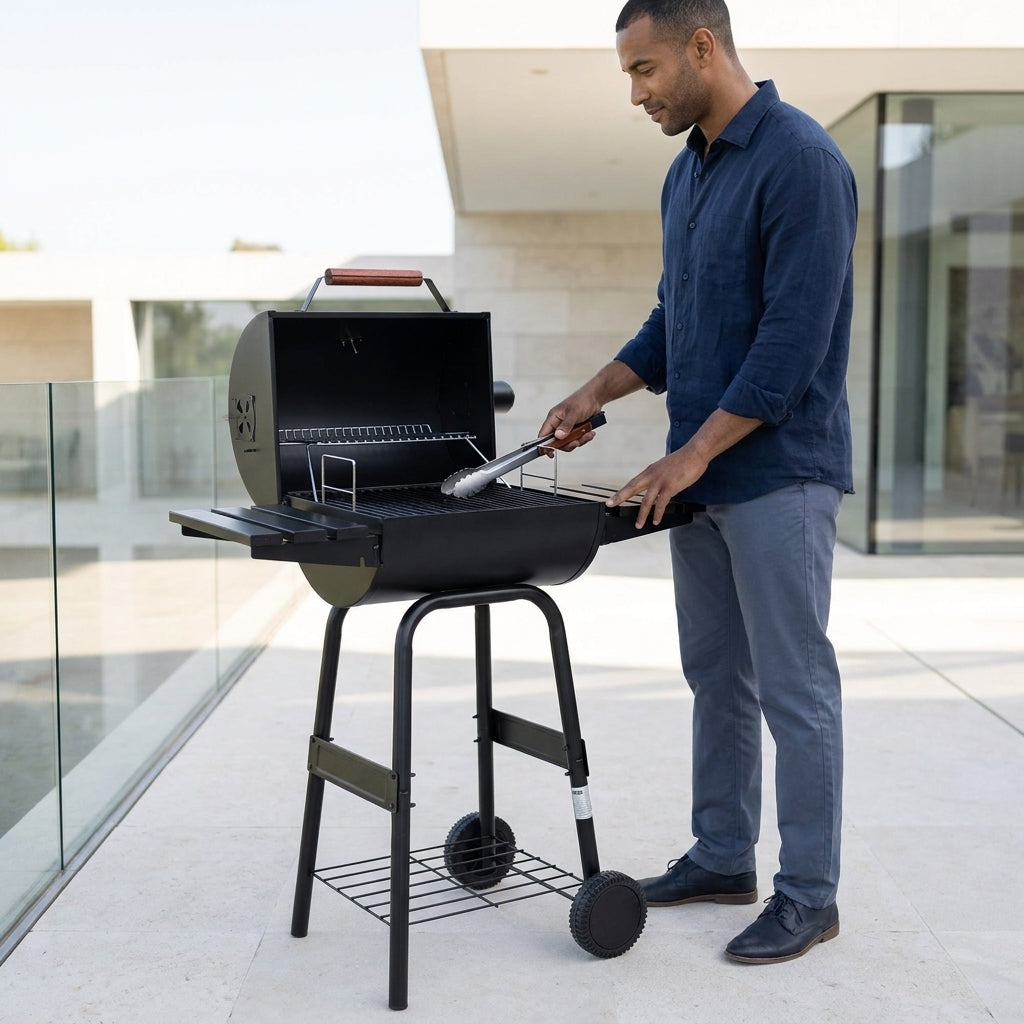 Outdoor BBQ Grill Barrel Smoker with Chimney