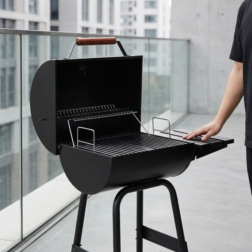 Outdoor BBQ Grill Barrel Smoker with Chimney