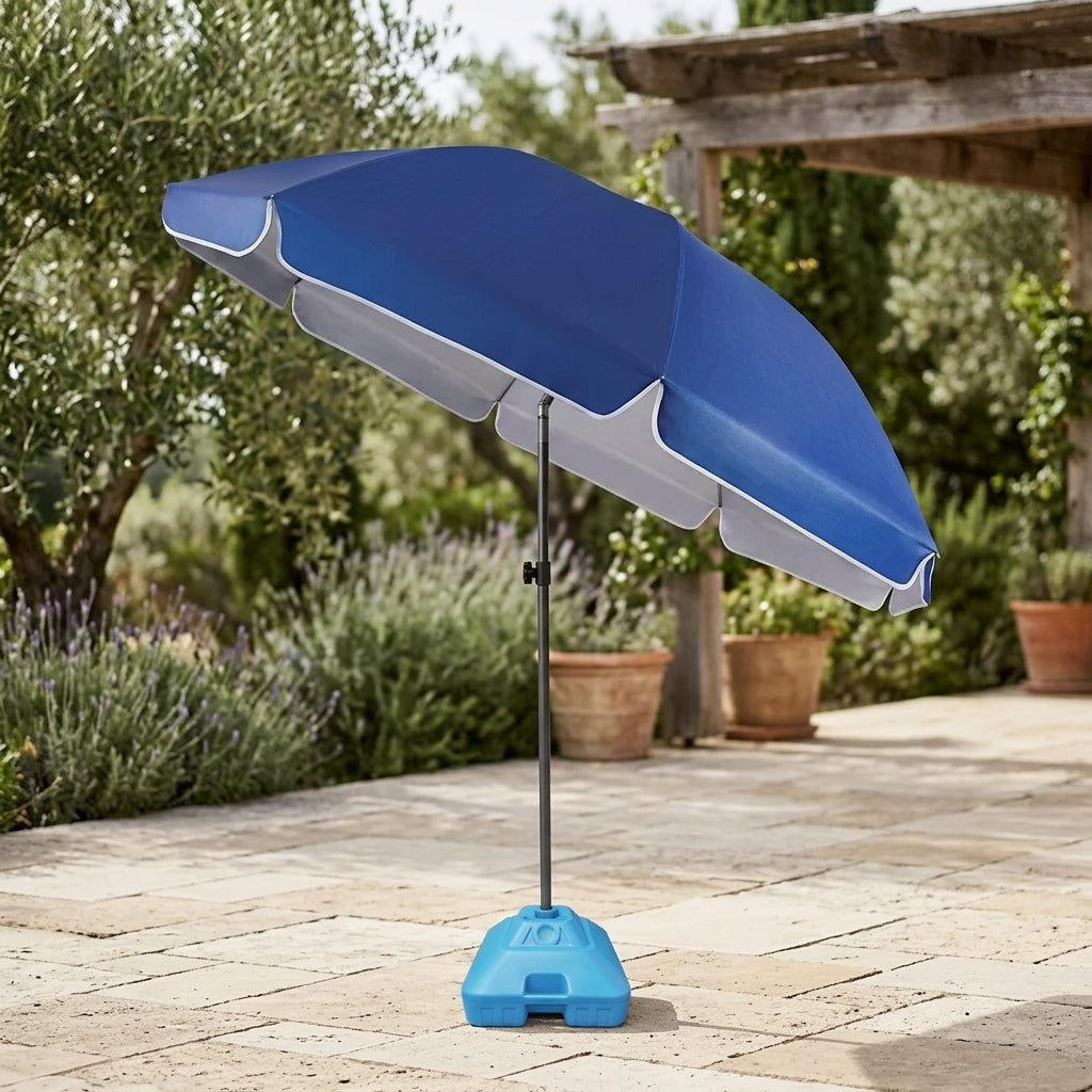 Outdoor Large Manual Beach Umbrella with Glass Fiber Ribs